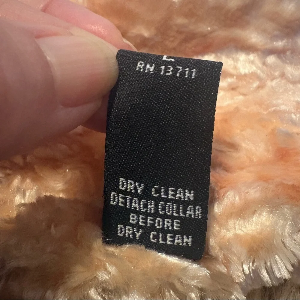 VALERIE STEVENS Orange Cream Textured Faux Fur Button Coat Size Large